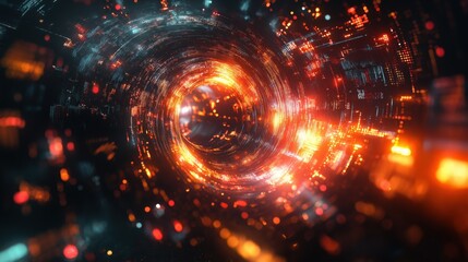 Obraz premium A spiral of lights and colors with a hole in the middle