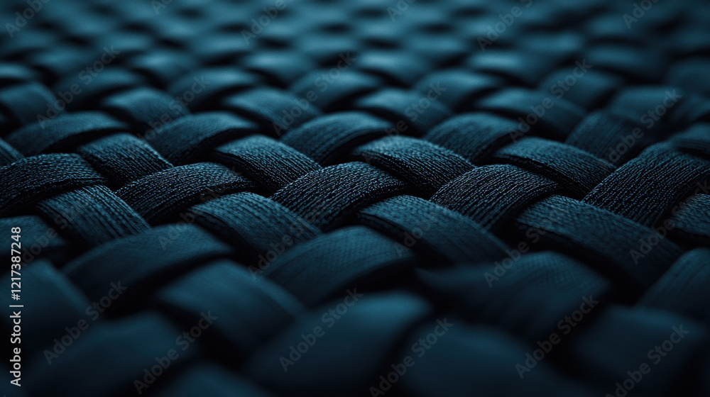 Aufkleber woven fabric texture in deep blue color, showcasing intricate patterns and depth. close up view high