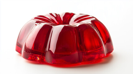 Fototapeta premium Red gelatin dessert isolated on a white background for food advertising and culinary presentations