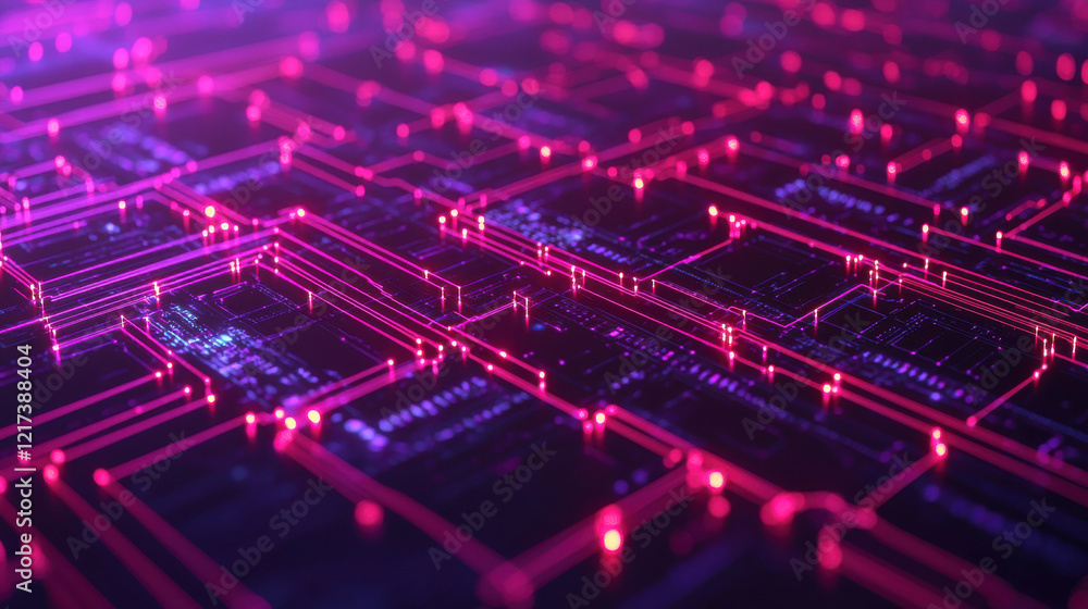 Aufkleber vibrant network of glowing ai nodes interconnected with digital pathways, showcasing futuristic desi