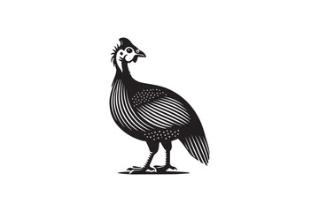  black and white simple Guinea Fowl vector silhouette 