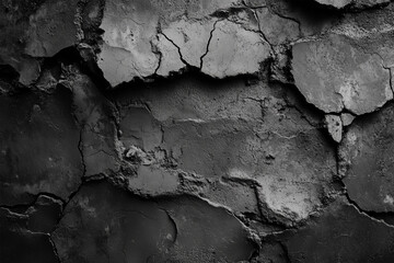 Cracked Black Wall Surface with Rough Texture in Urban Setting