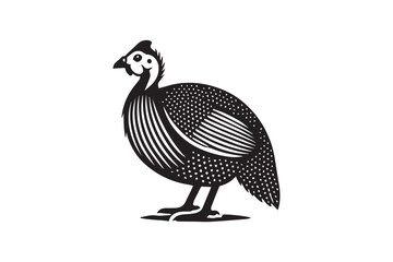  black and white simple Guinea Fowl vector silhouette 