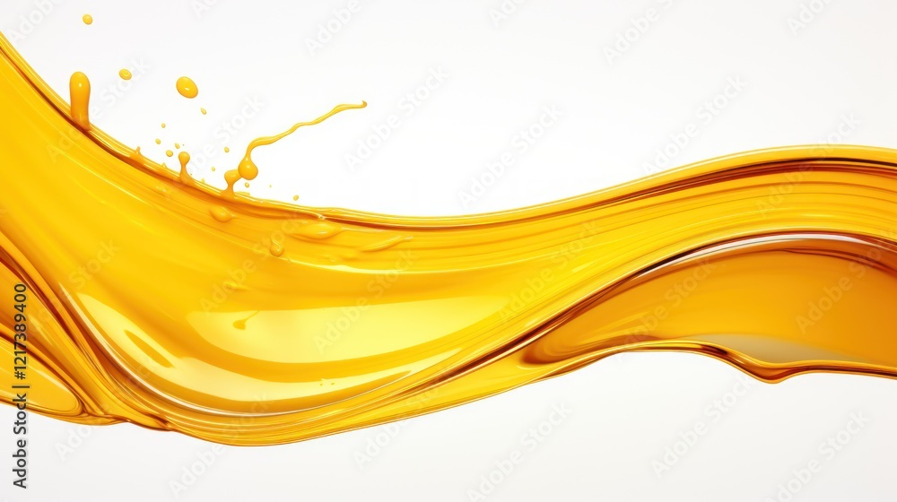 Aufkleber liquid splash in bright yellow color with smooth curves and dynamic flow on a clean white background