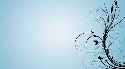 Obraz premium Elegant Black Floral Design On Light Blue Background