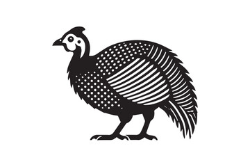  black and white simple Guinea Fowl vector silhouette 