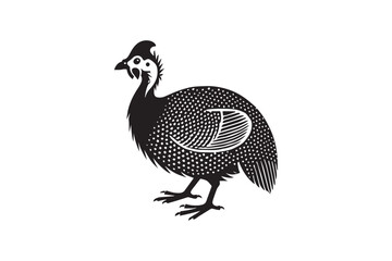  black and white simple Guinea Fowl vector silhouette 