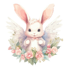 Fairy Rabbit Illustration Vector Watercolor Clipart