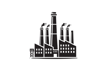 Obraz premium black and white simple Factory chimney vector silhouette 