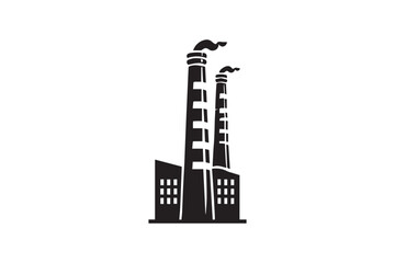 Naklejka premium black and white simple Factory chimney vector silhouette 