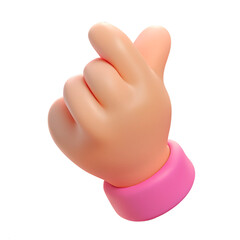 A playful 3D hand forming a finger heart, symbolizing love, affection, and a popular cultural sign of care and gratitude.  .