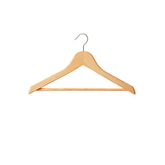 Wooden hanger with smooth finish and metal hook, Isolated on white background