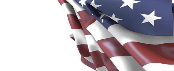 Waving American Flag Isolated on White Background