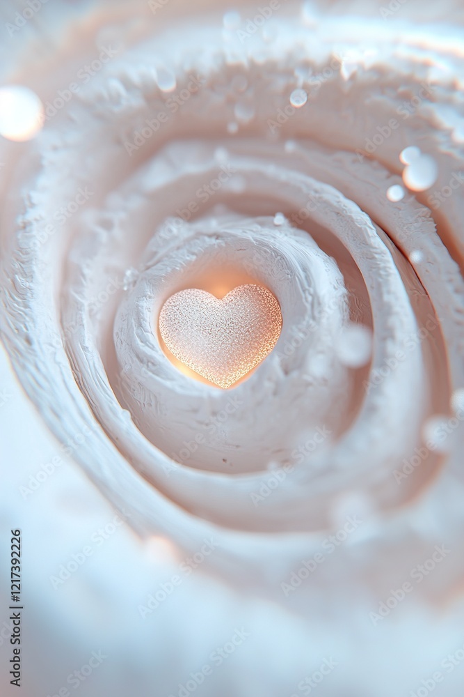 Aufkleber an abstract spiral pattern draws the eye to a glowing heart at its center, enveloped in soft light a