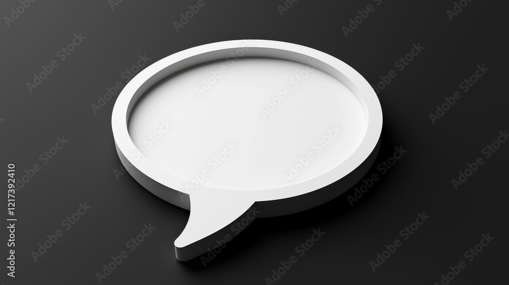 Poster simple minimalist white speech bubble isolated on black background for communication and design conc
