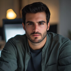 Obraz premium man working at a computer in the office