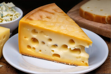 piece of cheese on a plate