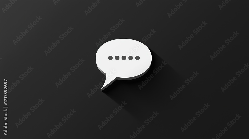 Aufkleber minimalist speech bubble icon on dark surface for modern communication and digital interaction conce