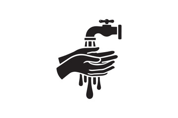  black and white simple hand wash vector silhouette 