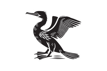  black and white simple cormorant vector silhouette 