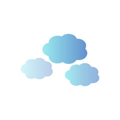 ブルーグラデーションの3つの雲　グラフィック素材