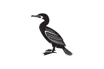  black and white simple cormorant vector silhouette 