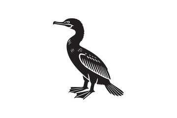  black and white simple cormorant vector silhouette 