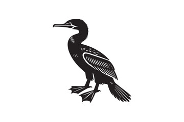  black and white simple cormorant vector silhouette 