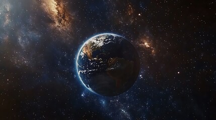 Obraz premium A stunning view of Earth surrounded by the cosmos, showcasing space's vastness and beauty.