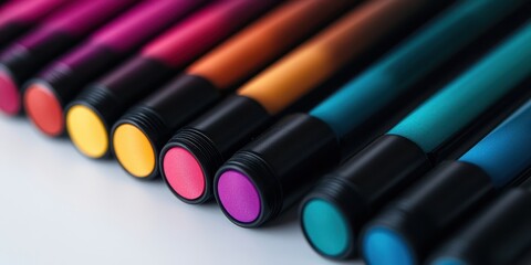 Naklejka premium Colorful Markers Arranged in a Row Showing Vibrant Hues