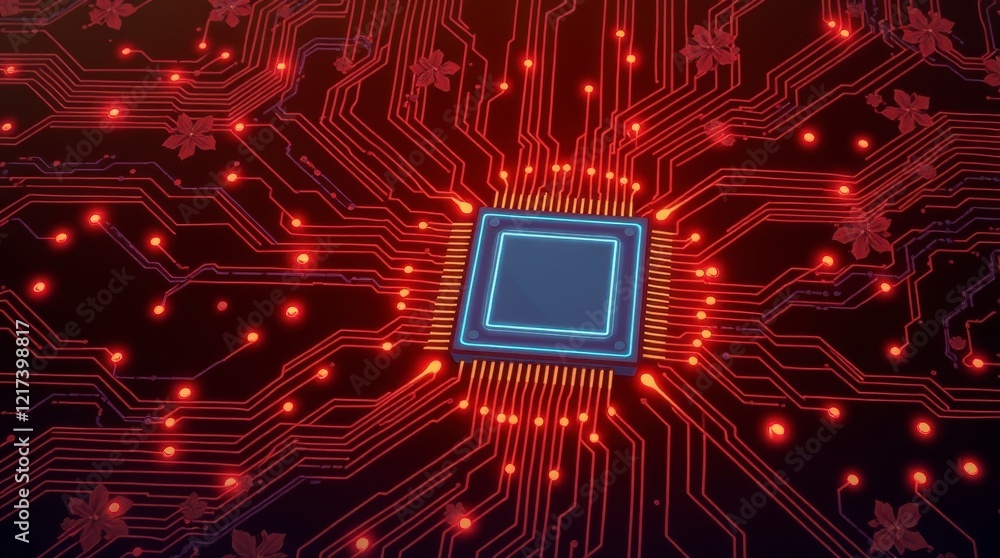 Poster red circuit board cpu