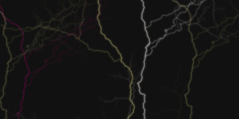 Thunder Stock Image In Black Background. Massive lightning bolt with branches isolated on black background.