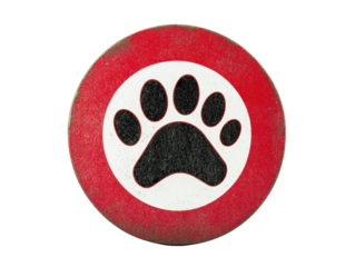 Isolated Red Paw Print Sign