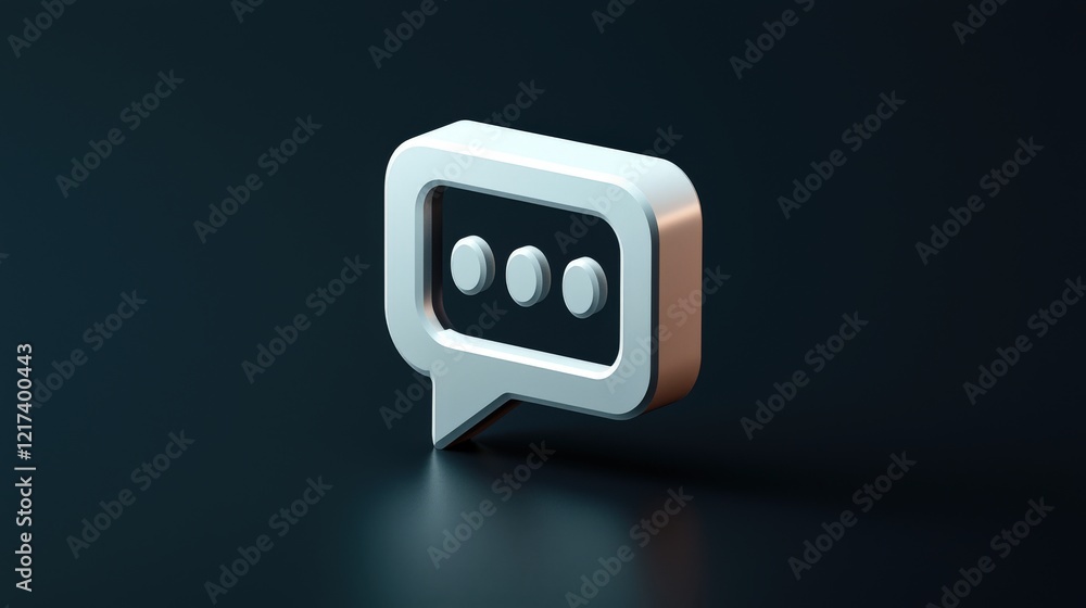 Poster 3d chat bubble icon in modern design with clean lines against a dark background for digital communic
