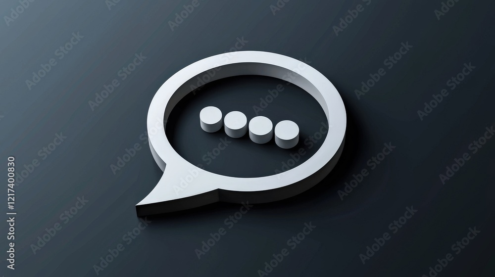 Aufkleber 3d speech bubble icon with ellipsis symbol on dark background for communication and chat concepts
