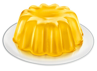 prato com gelatina de abacaxi isolado em fundo transparente