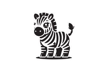  black and white simple cute baby zebra vector silhouette 