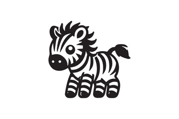  black and white simple cute baby zebra vector silhouette 