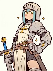 A Female Knight in Shining Armor Stands Proudly