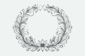 Vector illustration of a retro floral wreath.