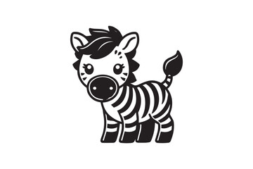  black and white simple cute baby zebra vector silhouette 