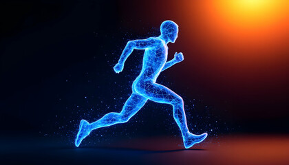 Naklejka premium Abstract Running Man: A Futuristic Representation of Speed and Motion