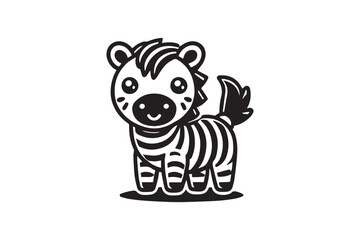  black and white simple cute baby zebra vector silhouette 