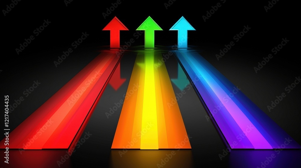 Aufkleber vibrant colorful arrows pointing upward on dark background symbolizing growth and progress in variou