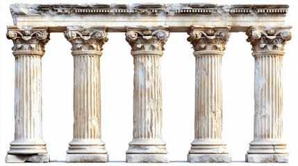 Obraz premium Greek columns isolated on white background for architectural concepts