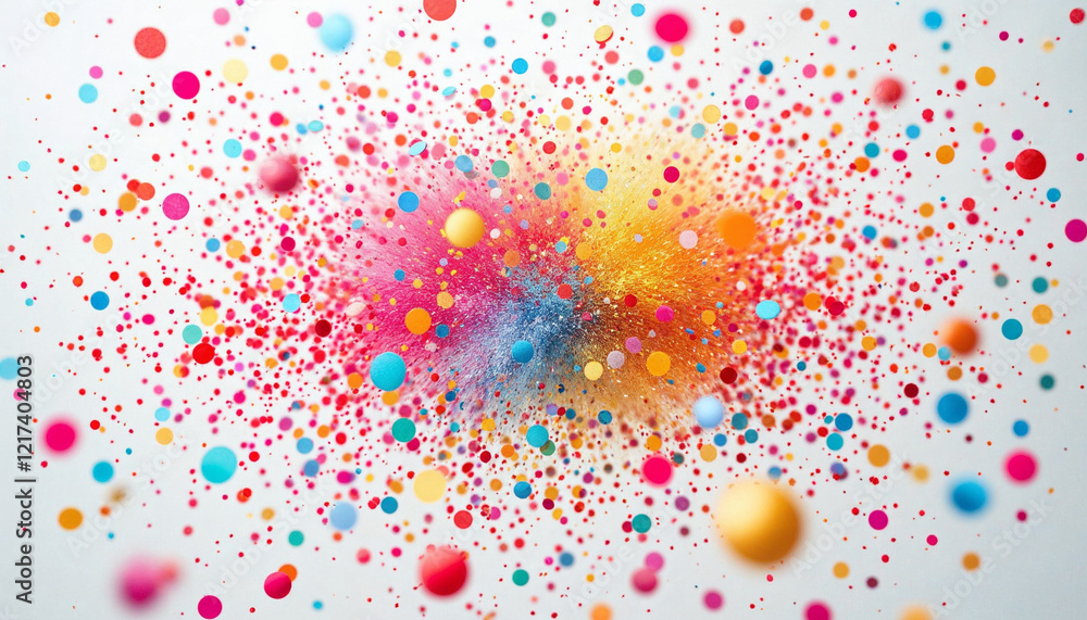 Poster colorful explosion of circular shapes in vibrant hues filling the background in an artistic display