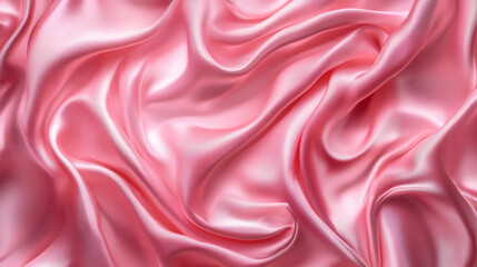 Obraz premium Elegantly Draped Soft Pink Satin Fabric with Flowing Texture, Pink silk fabric with a luxurious texture, ideal for elegant designs.