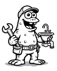  Plumber Monster With Tools and Sink
