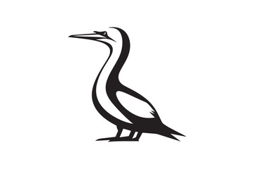  black and white simple Gannet bird vector silhouette 