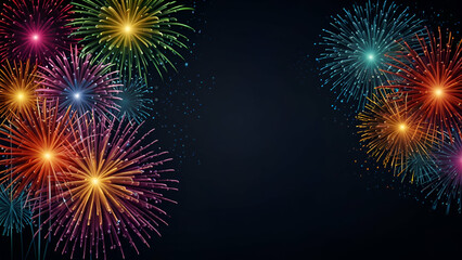 Naklejka premium Stunning Fireworks Display in Night Sky Festive Celebration